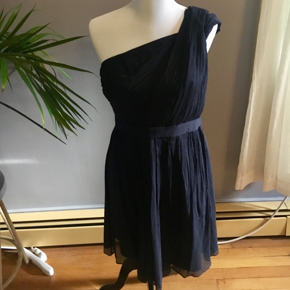 J.Crew Navy Blue Asymmetrical Bridesmaids Dress